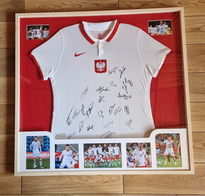 Poland 2022 Squad Signed and Framed Shirt