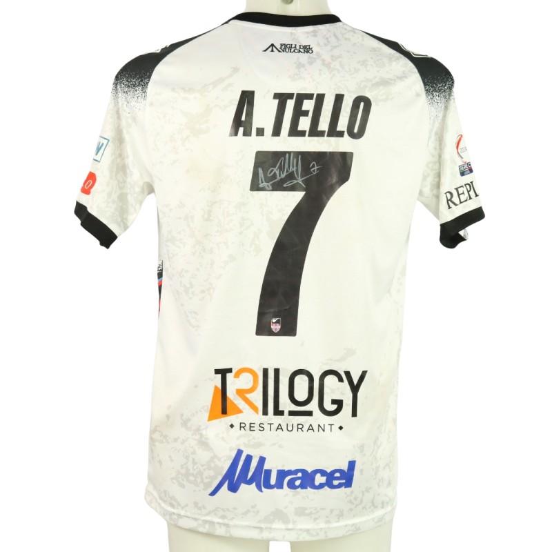Tello's Unwashed Signed Shirt, Foggia vs Catania 2024