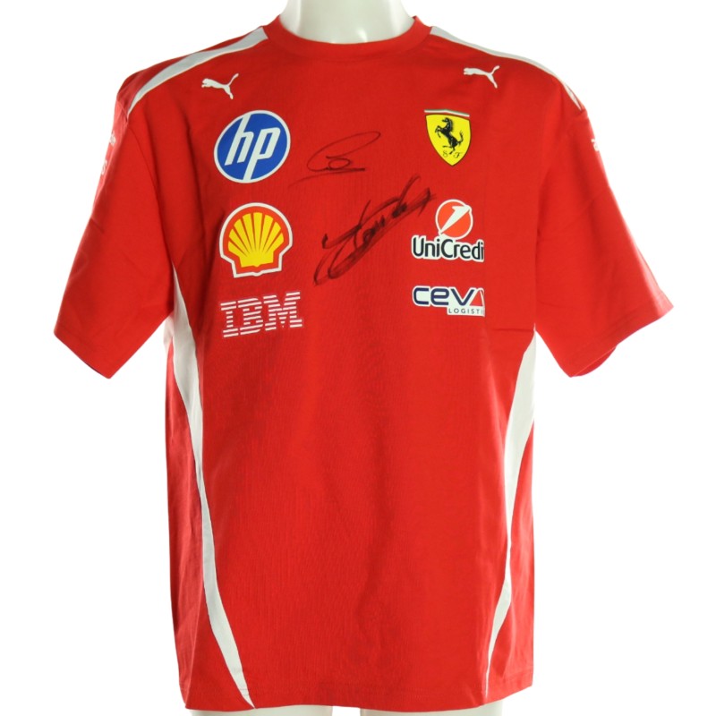 Official Scuderia Ferrari T-Shirt, 2026 - Signed by Hamilton and Leclerc