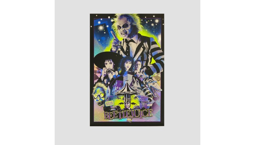 Beetlejuice by Vance Kelly Screen Print Holographic Shiny Paper Limited Edition 1/1