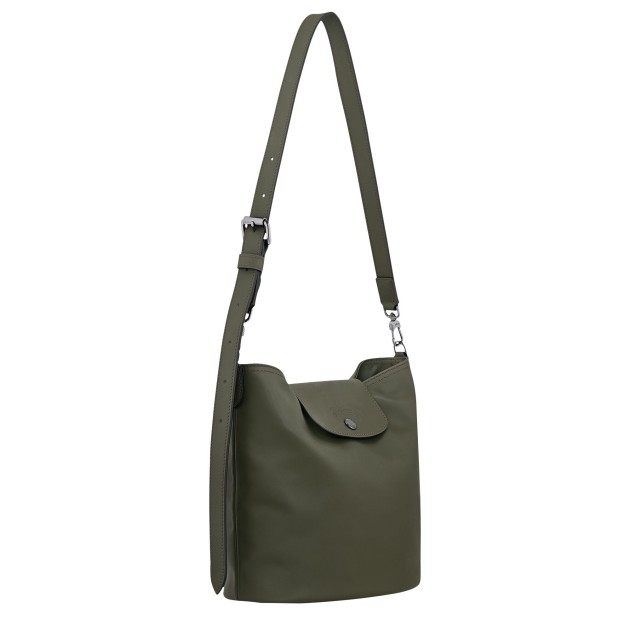 Le Pliage Xtra / Green Leather Crossbody Bucket Bag