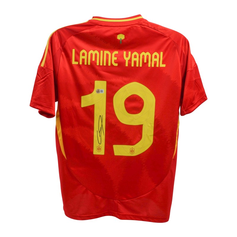 Replica della maglia firmata da Lamine Yamal per la Spagna