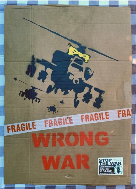 Banksy "Yellow Chopper Wrong War 2003" Placard