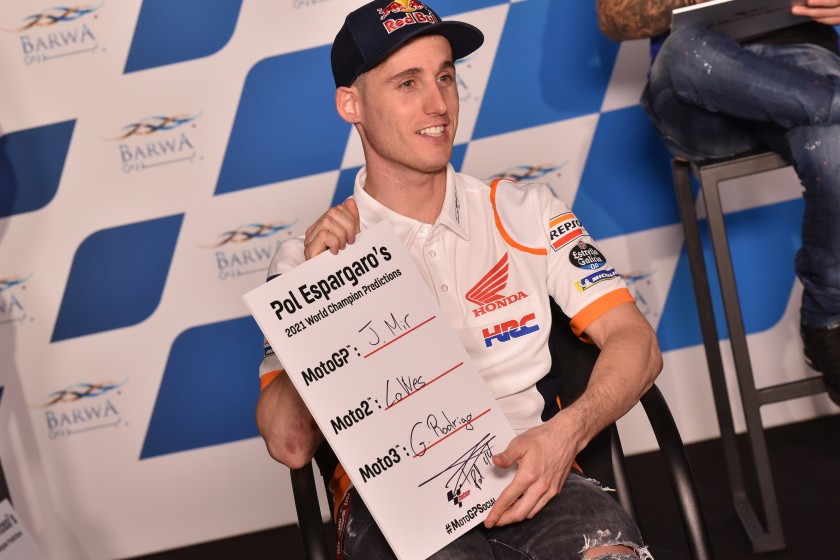 Signed '2021 Championship Winner Predictions' board signed by Pol Espargaro