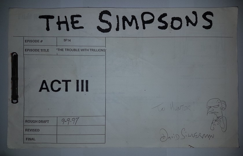 Original Storyboard Simpsons: 5F14 "The Trouble with Trillions" 