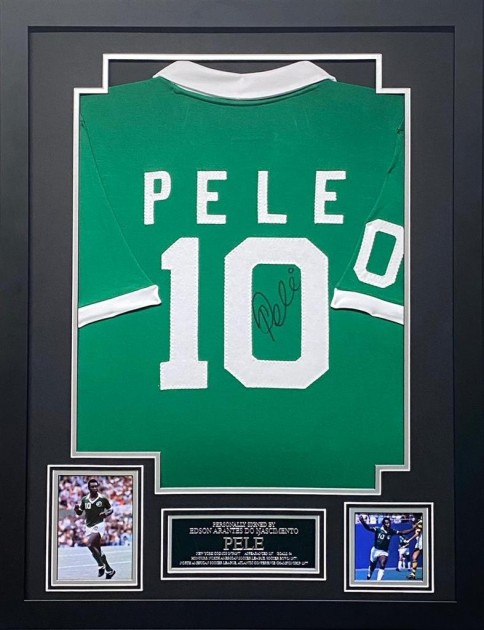 Pelé New York Cosmos Signed and Framed Shirt 