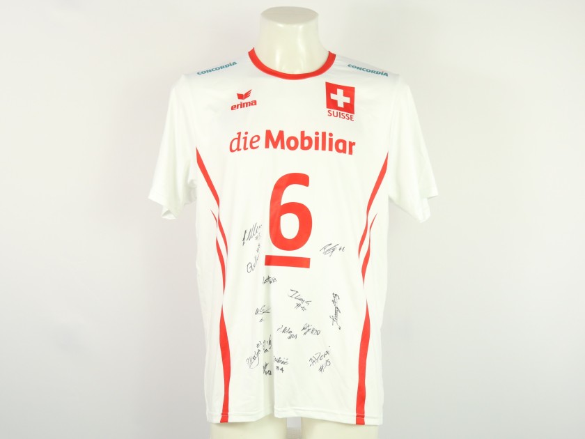 Switzerland jersey - athlete Giger - of the men's national team at the European Championships 2023 - autographed by the team