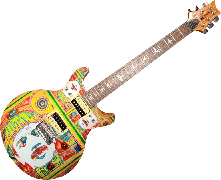 Carlos Santana Signed Corazon Art Graphics Guitar