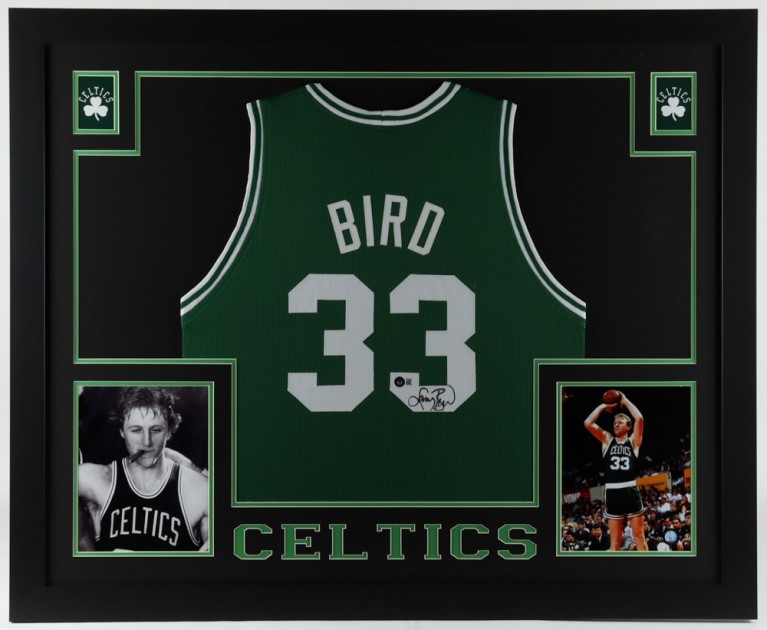 Larry Bird Signed and Framed Jersey 