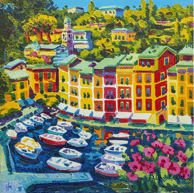 "Portofino e luce sul porto" by Athos Faccincani