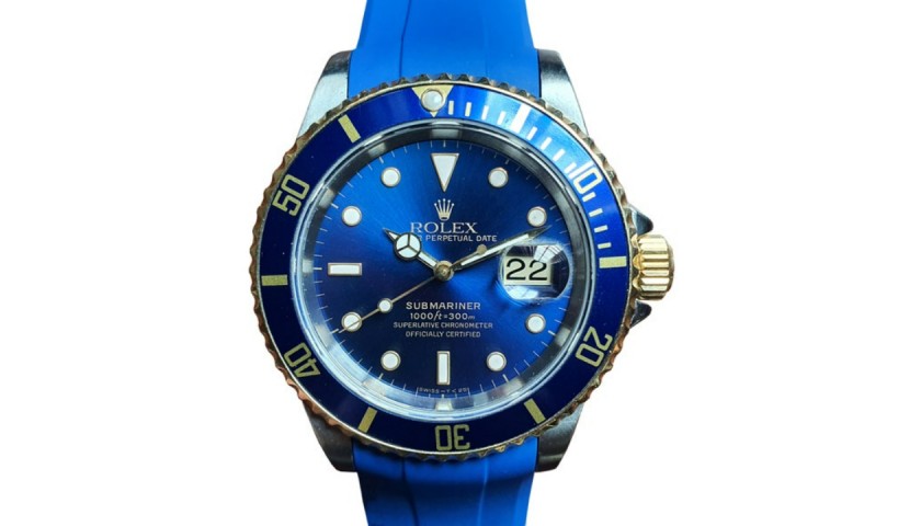 Men's Rolex Two Tone Submariner Blue Face Watch