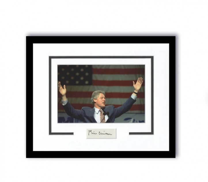 Bill Clinton Signed Photo Display
