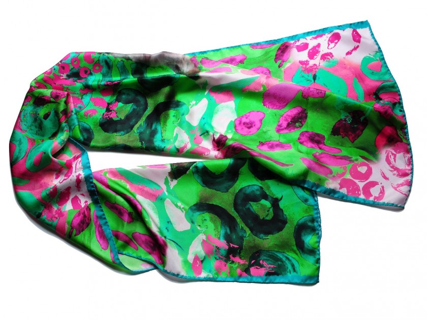 "Kiwi" silk twill scarf by Stephanie Schenck