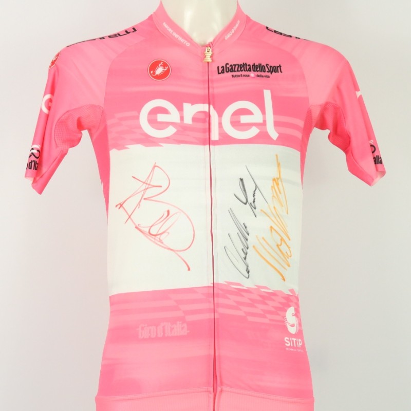 Maglia Rosa Giro d'Italia autografata da Nibali, Colbrelli e Ballan