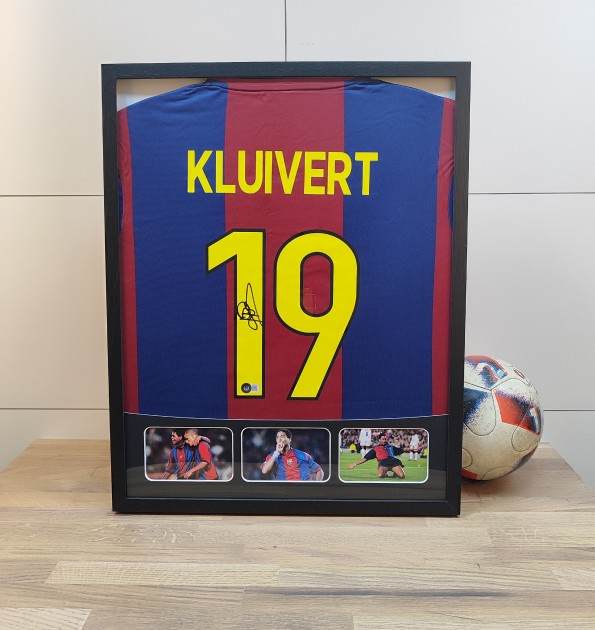 Patrick Kluivert's Barcelona Signed Shirt in a Deluxe High-Quality Frame