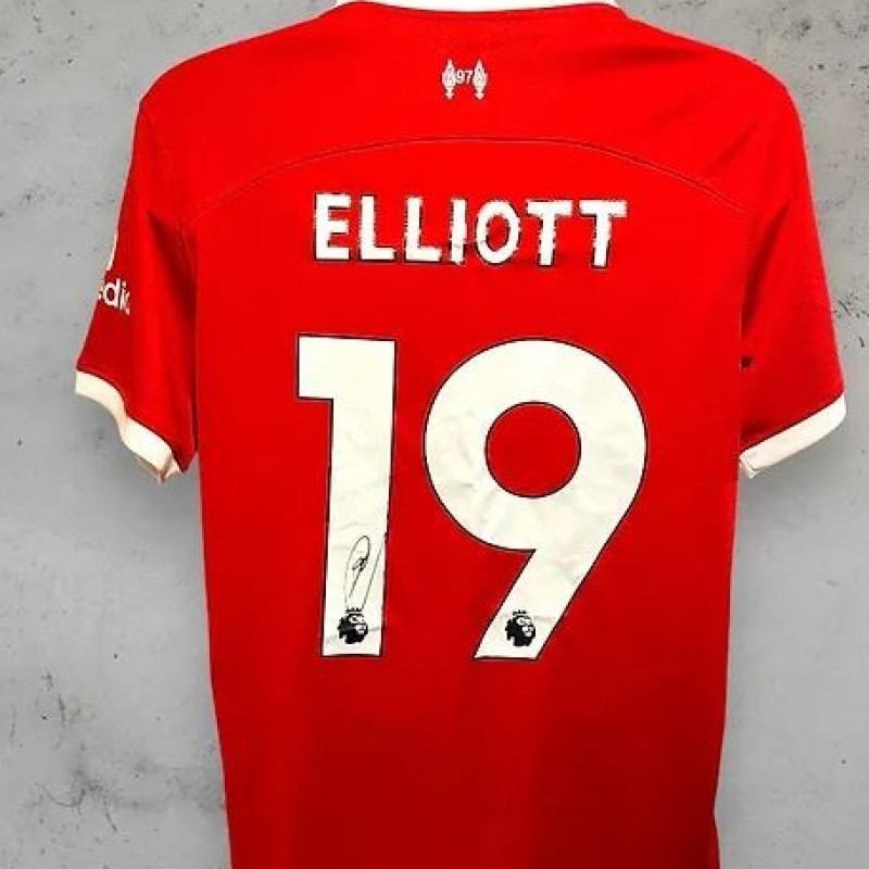 Maglia ufficiale del Liverpool 2023/24 di Harvey Elliott firmata 