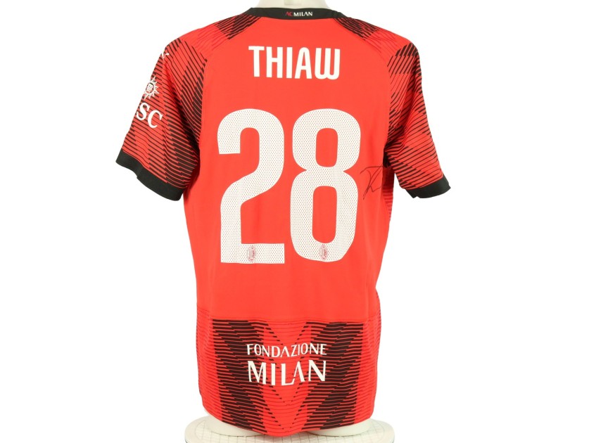 Thiaw's Milan Official Signed Shirt, UCL 2023/24