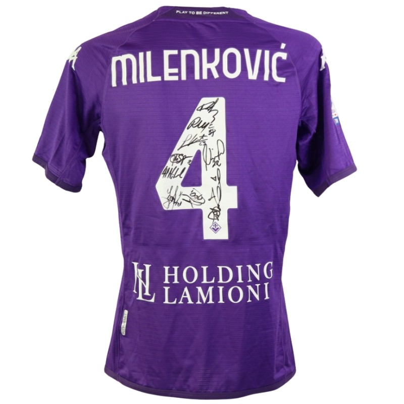 Milenkovic Official Fiorentina Shirt, 2022/23 - Signed by the Squad