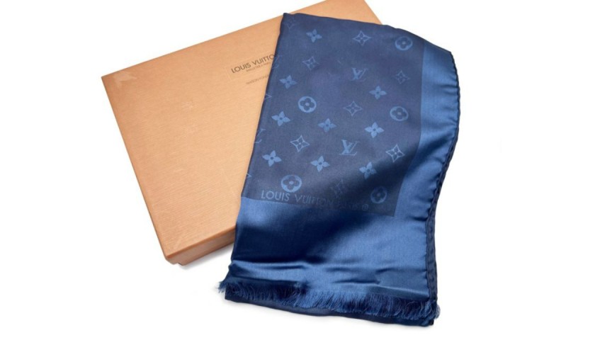 Louis Vuitton Classic Navy Silk Scarf
