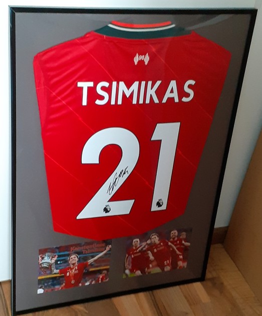 Konstantinos Tsimikas' Liverpool Signed and Framed Shirt