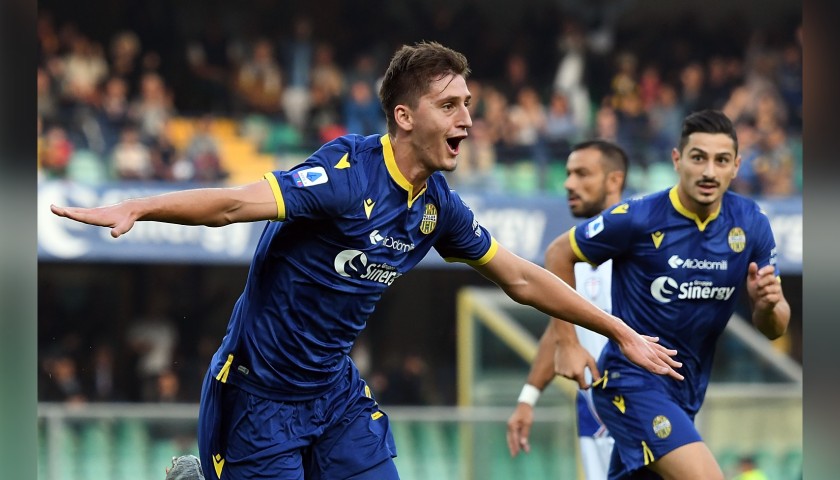 Kumbulla's Worn and Signed Shirt, Hellas Verona-Sampdoria