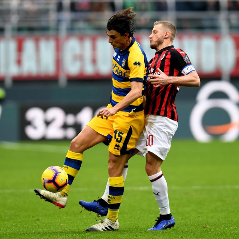 Abate's Worn Shirt with Special UNICEF Patch, AC Milan-Parma