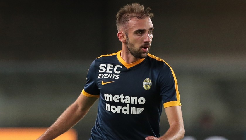 Bearzotti's Bench-Worn 2018 Hellas-Chievo Shirt with "Ciao Davide" Patch