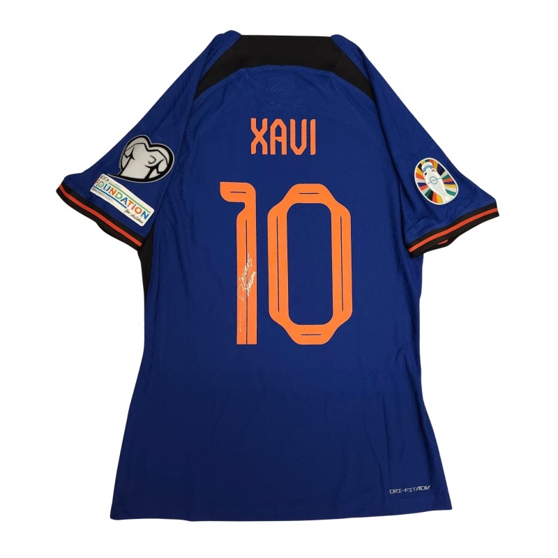 Xavi Simons' Netherlands Match Issued Signed Away Shirt