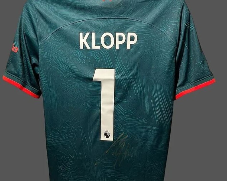 Maglia third ufficiale firmata da Jurgen Klopp per il Liverpool 2022/23