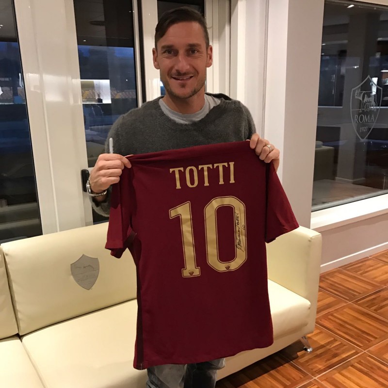 Totti Special Match Worn Shirt, Rome Derby 4/12/16 - Signed