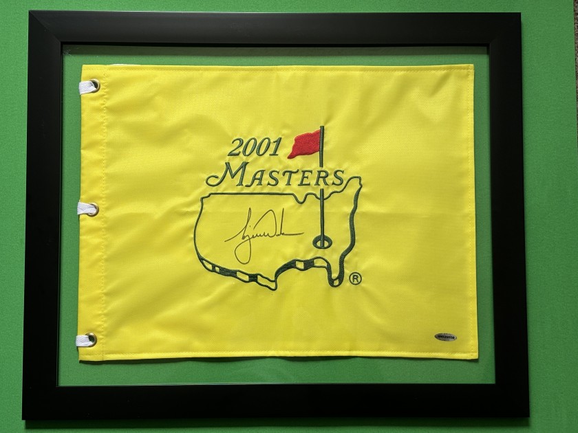 Tiger Woods Signed 2001 Masters Flag