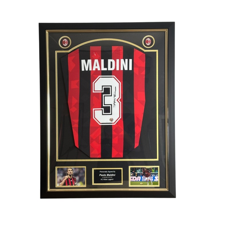 Paolo Maldini's AC Milan 1994 Signed and Framed Shirt 