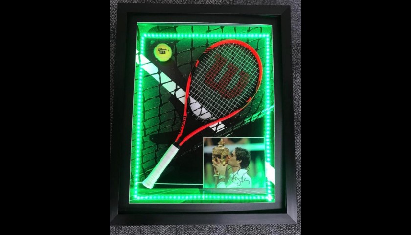 Photo and Racket Display Signed by Roger Federer