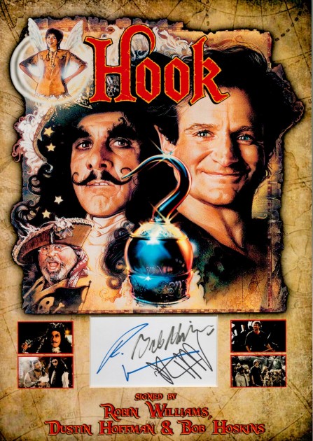 Robin Williams, Dustin Hoffman and Bob Hoskins Signed Hook Photo Display -  CharityStars