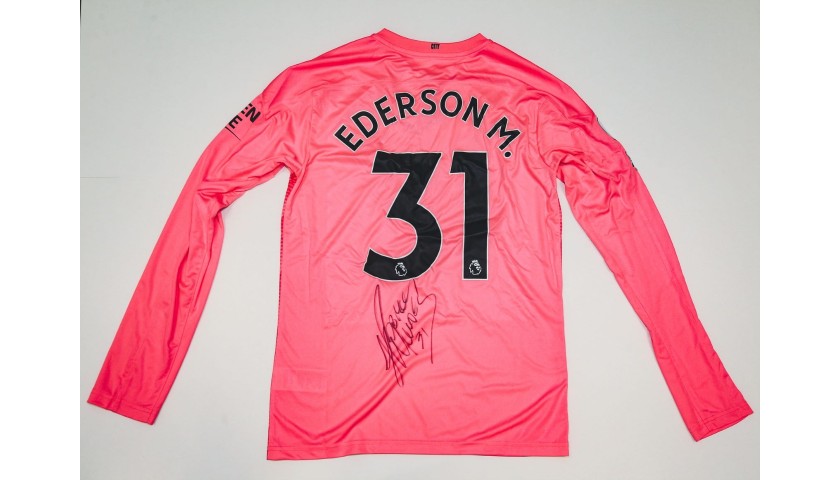 Ederson's Man City Match-Issued Signed Shirt