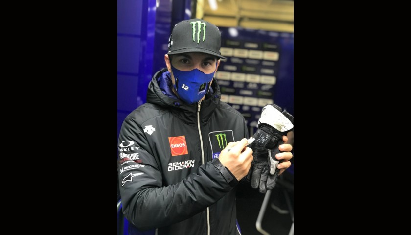 Signed Maverick Viñales Race Winning Gloves from Emilia Romagna