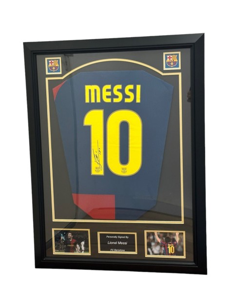 Messi's FC Barcelona Signed and Framed Shirt - CharityStars