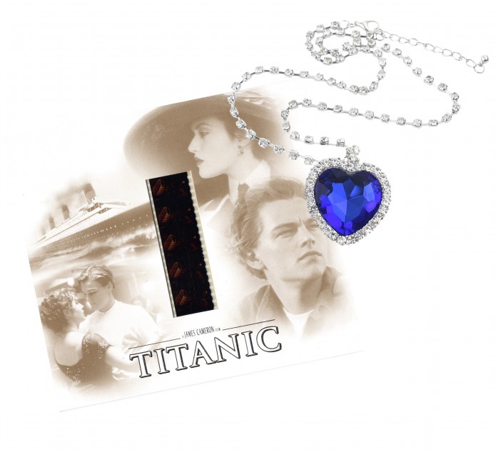 "Titanic" Maxi Card with Original Frames of Film and Heart of the Ocean Necklace