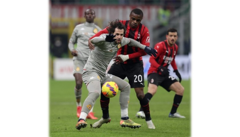 Kalulu's Worn and Signed Shirt, AC Milan-Genoa 2022 