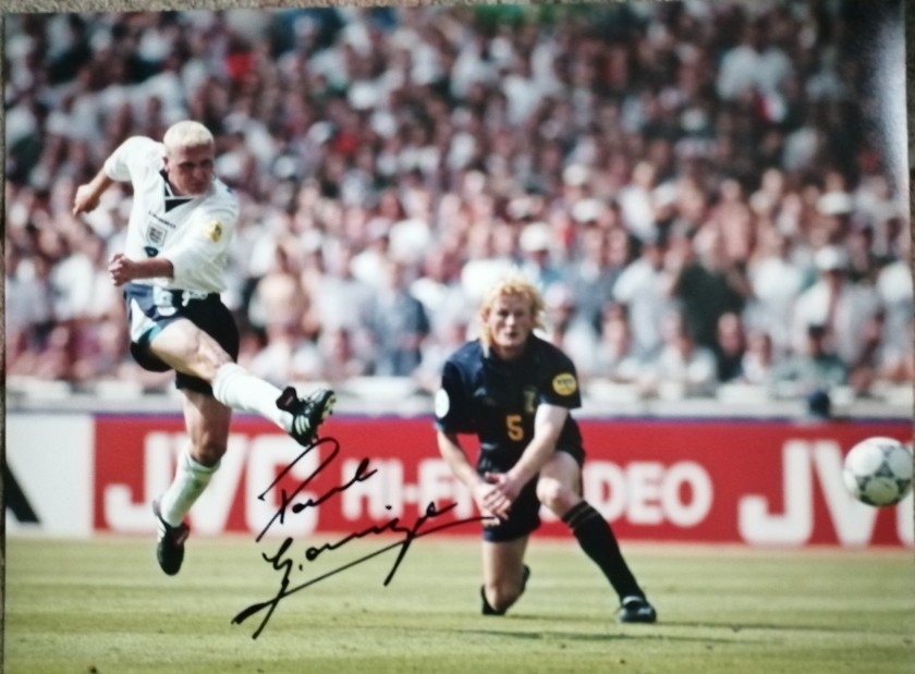 Paul Gascoigne Signed England Euro 1996 Goal Photograph