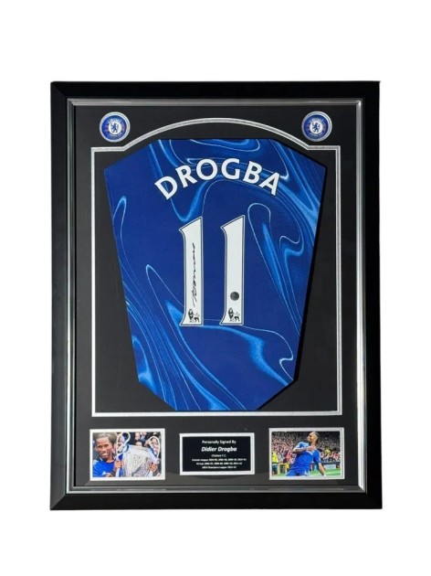 Didier Drogba’s Chelsea 2024/25 Signed and Framed Official Shirt