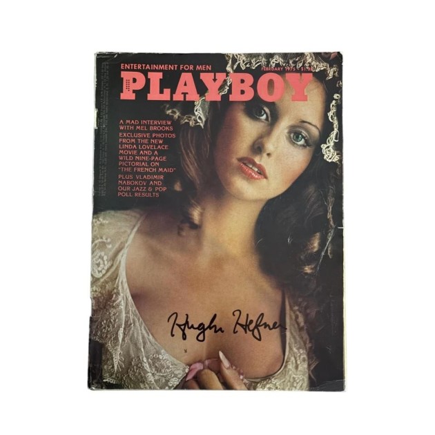 Hugh Hefner Signed February 1975 Playboy Magazine