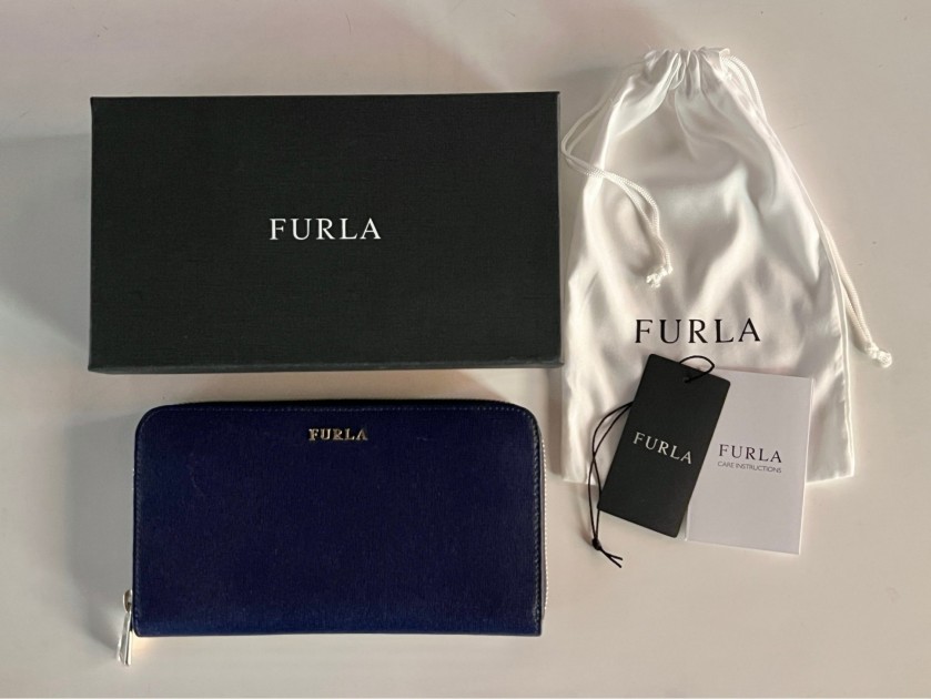 Furla Piper XL Portafoglio con zip - Pelle Navy (Nuovo con etichette, scatola e sacchetto di polvere)