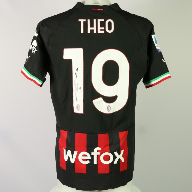 Theo Hernandez Milan Official Signed Shirt, 2022/23
