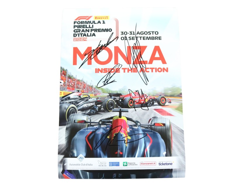 Locandina Formula 1 Monza 2024 - Autografata da Leclerc, Sainz Jr, Ricciardo e Russel