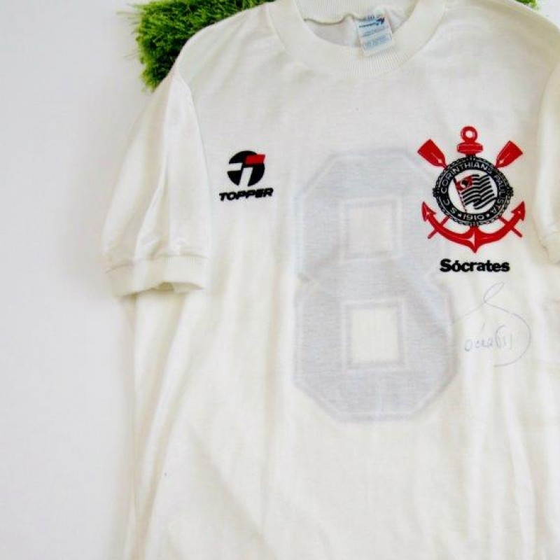 Socrates match issued/worn shirt, Corinthians, 80s - signed