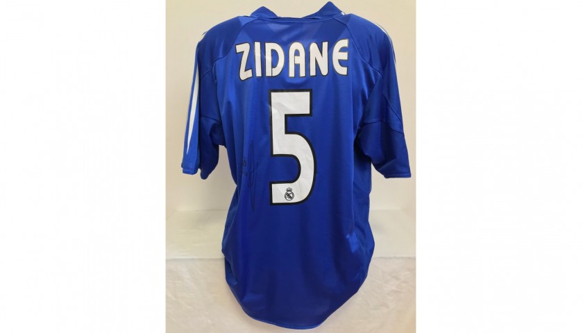 Exclusive Memorabilia Zinedine Zidane Signed Real Madrid 2004-05 Home  Soccer Jersey