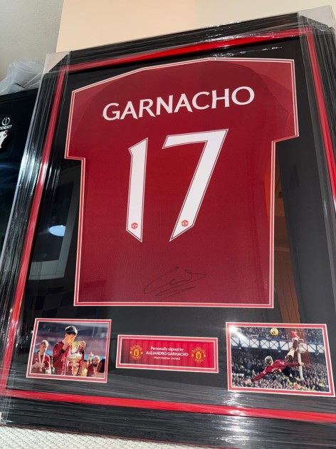 Alejandro Garnacho's Manchester United 2024/25 Signed And Framed Shirt