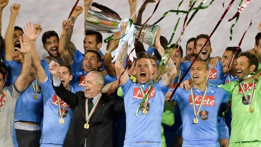 Mertens' Napoli Match-Issued Signed Shirt, Supercup 2014 