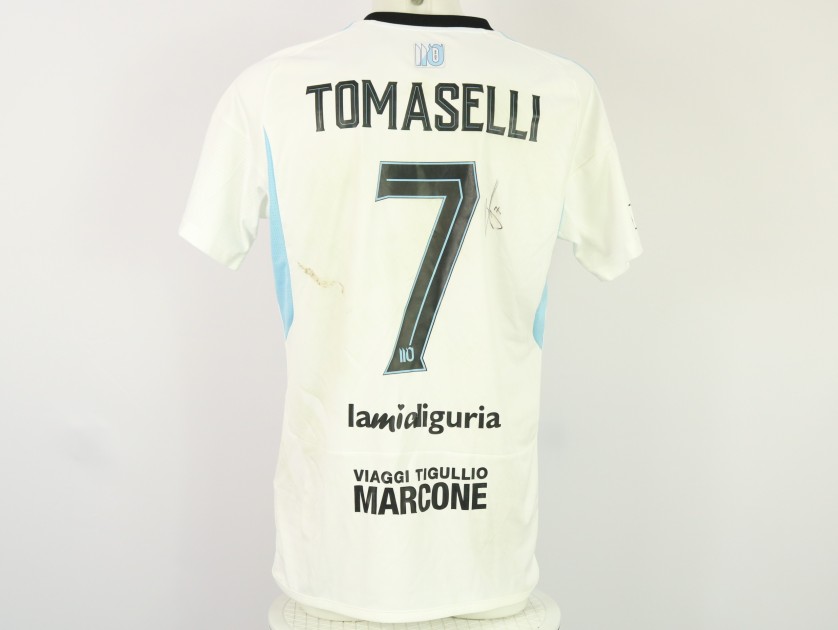 Tomaselli's unwashed Signed Shirt, Virtus Entella vs Lucchese 2024, Special 110 Years 